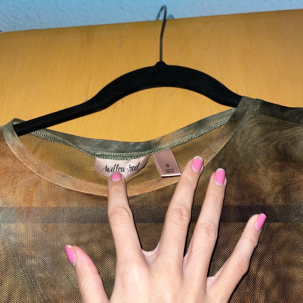 Sheer multi color long sleeve shirt